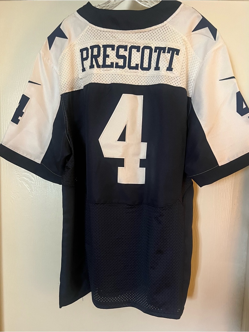 Nike NFL Dallas Cowboys Dak Prescott Navy and White #4 Men's Football Jersey
